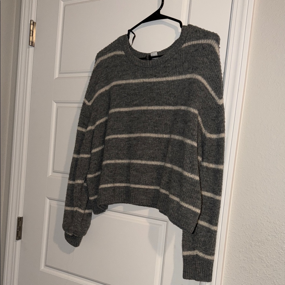 H&M Charcoal and Cream Striped Sweater